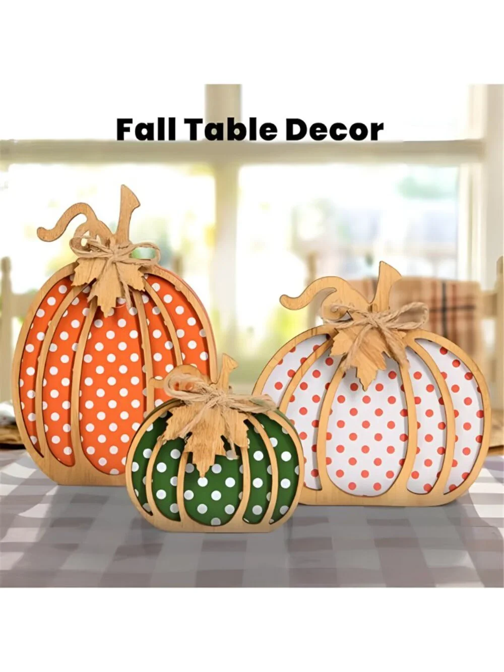 Fall Decorations for Home, 3-Piece Wooden Pumpkin Fall Decor, Rustic